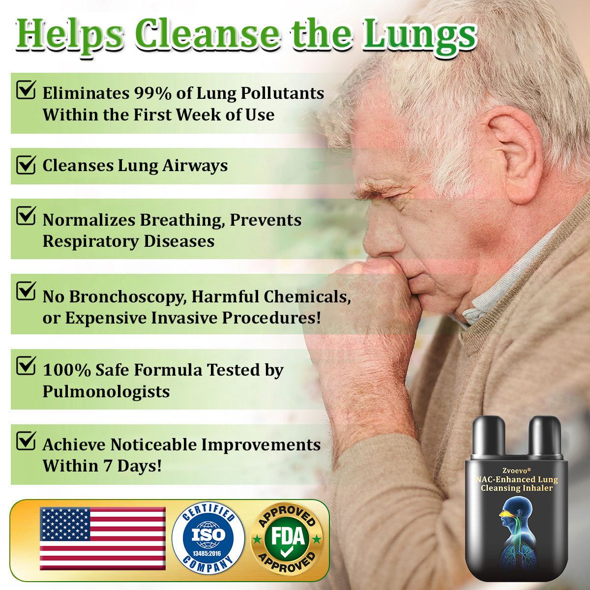 ✅Official Store|Zvoevo® NAC-Enhanced Lung Cleansing Inhaler(🫁Sinusitis,cough, wheezing, shortness of breath, sputum, stuffy nose, bronchitis, allergy symptoms, lung discomfort🫁)